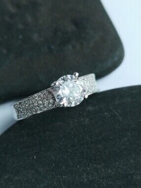 Sterling Silver Cathedral Set Brilliant Cut CZ With Pave Accents Ring Size 8